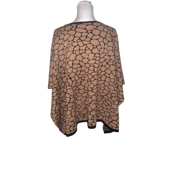 Ann Taylor Women’s XS Poncho Sweater Metallic Gold and Black Geometric Print - Picture 3 of 8